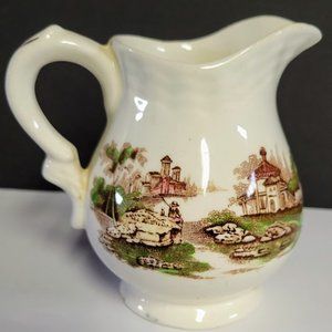 Vintage Adams of England Est 1657 Cream Pitcher with Country Scene